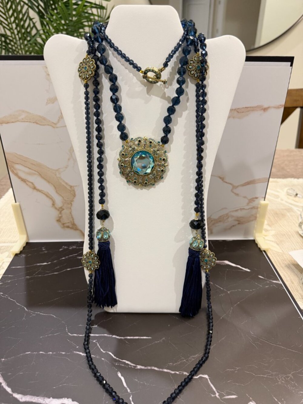 HEIDI DAUS "HOW SUITE IT IS" 3-STRAND NECKLACE | BLUE/AQUA | NWOT - Picture 5 of 15